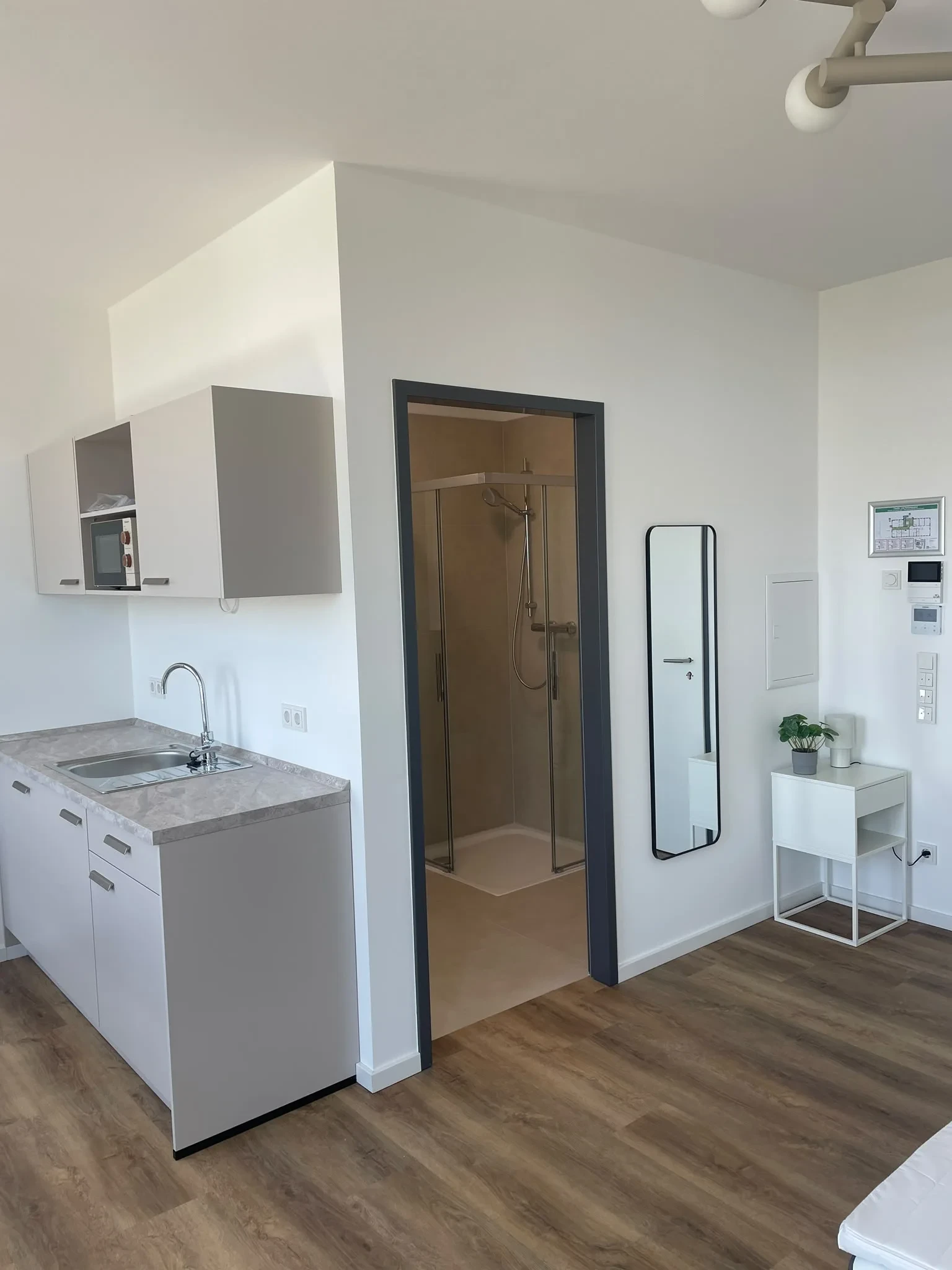 Kitchenette mit Badeingang im Penthouse Apartment